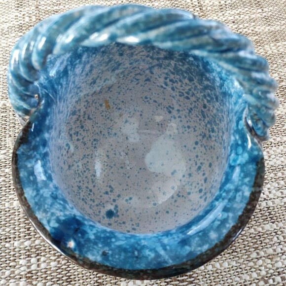 Italian Majolica Basket Made in Italy Vintage Ceramic Bowl Vase 7" - Picture 7 of 12